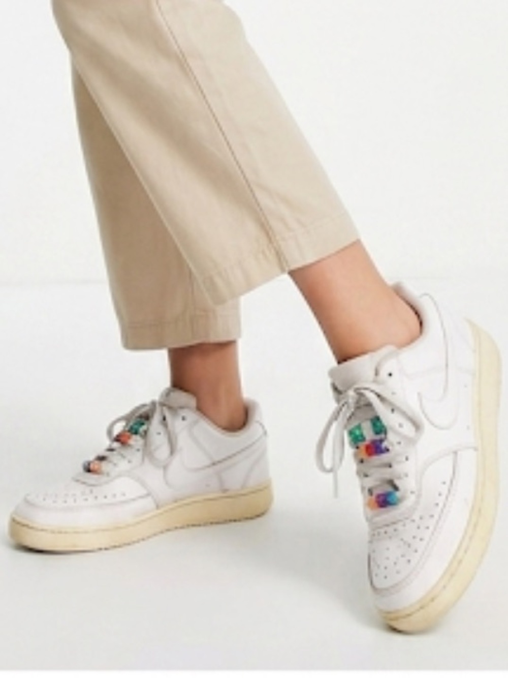 Nike Court Vision- white with beads